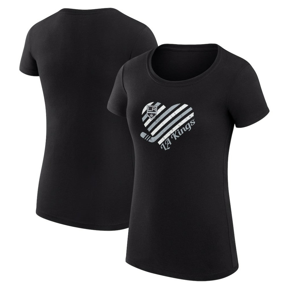 NHL Los Angeles Kings G-III 4Her by Carl Banks Women's Super-Slim Fit Lightweight Heart T-Shirt - Black