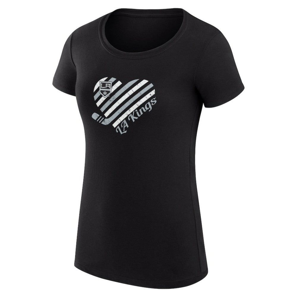 NHL Los Angeles Kings G-III 4Her by Carl Banks Women's Super-Slim Fit Lightweight Heart T-Shirt - Black