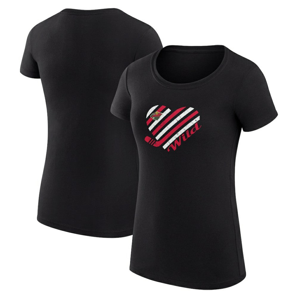 NHL Minnesota Wild G-III 4Her by Carl Banks Women's Super-Slim Fit Lightweight Heart T-Shirt - Black