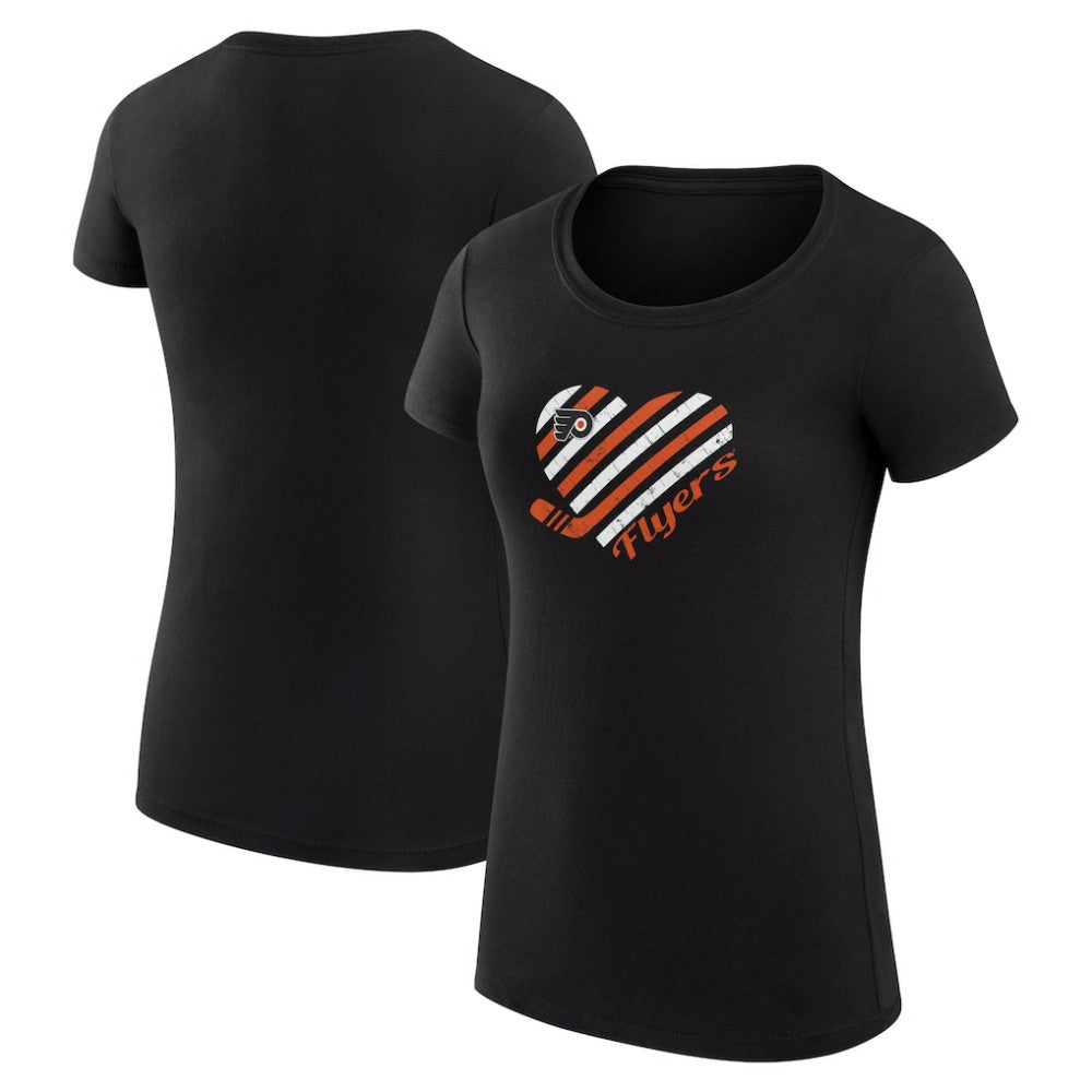 NHL Philadelphia Flyers G-III 4Her by Carl Banks Women's Super-Slim Fit Lightweight Heart T-Shirt - Black