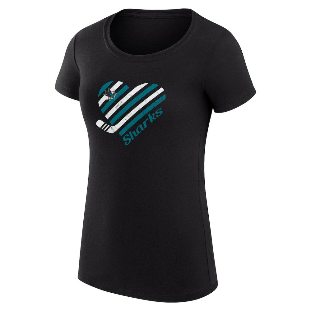 NHL San Jose Sharks G-III 4Her by Carl Banks Women's Super-Slim Fit Lightweight Heart T-Shirt - Black