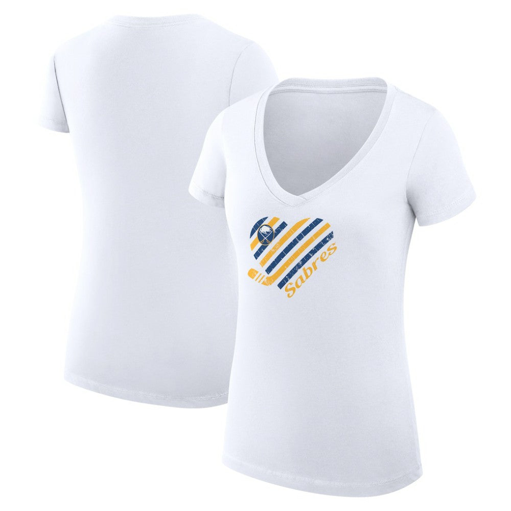 NHL Buffalo Sabres G-III 4Her by Carl Banks Women's Super-Slim Fit Lightweight Heart V-Neck T-Shirt - White