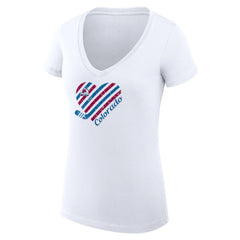 NHL Colorado Avalanche G-III 4Her by Carl Banks Women's Super-Slim Fit Lightweight Heart V-Neck T-Shirt - White