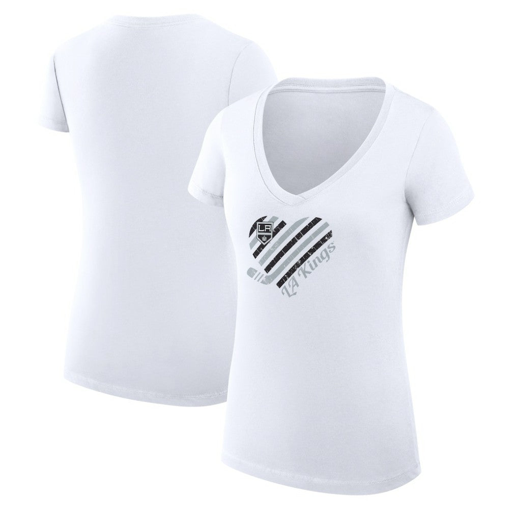 NHL Los Angeles Kings G-III 4Her by Carl Banks Women's Super-Slim Fit Lightweight Heart V-Neck T-Shirt - White