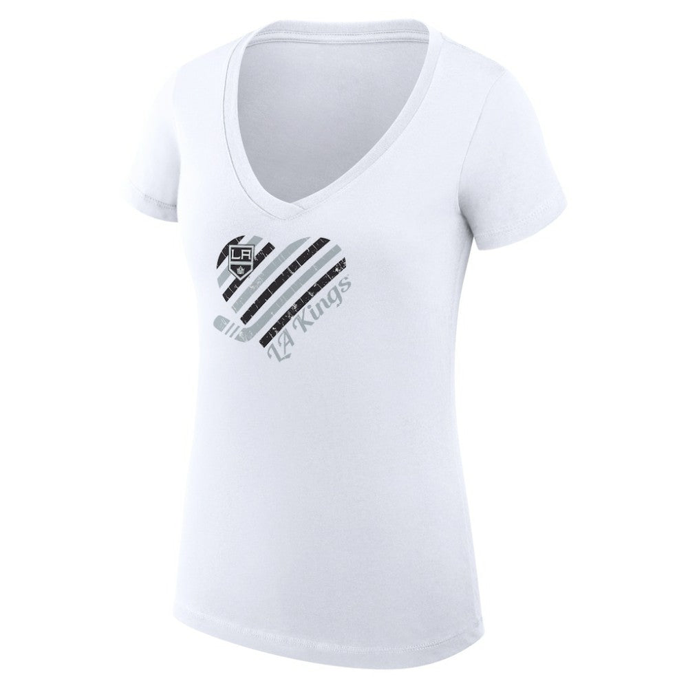NHL Los Angeles Kings G-III 4Her by Carl Banks Women's Super-Slim Fit Lightweight Heart V-Neck T-Shirt - White