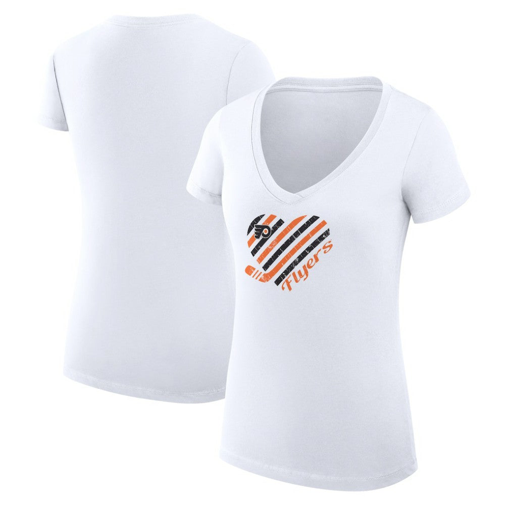 NHL Philadelphia Flyers G-III 4Her by Carl Banks Women's Super-Slim Fit Lightweight Heart V-Neck T-Shirt - White