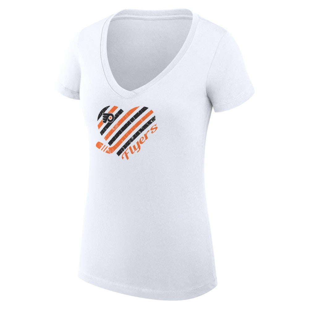 NHL Philadelphia Flyers G-III 4Her by Carl Banks Women's Super-Slim Fit Lightweight Heart V-Neck T-Shirt - White