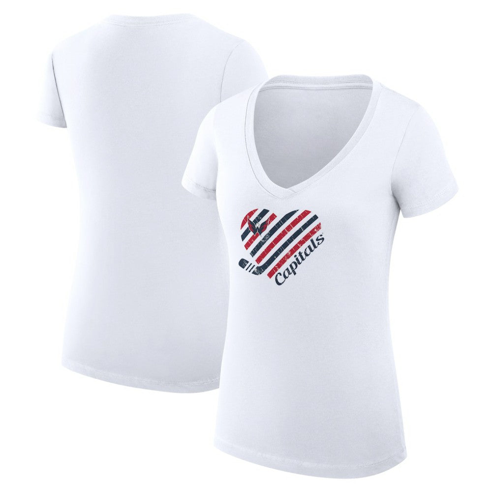NHL Washington Capitals G-III 4Her by Carl Banks Women's Super-Slim Fit Lightweight Heart V-Neck T-Shirt - White