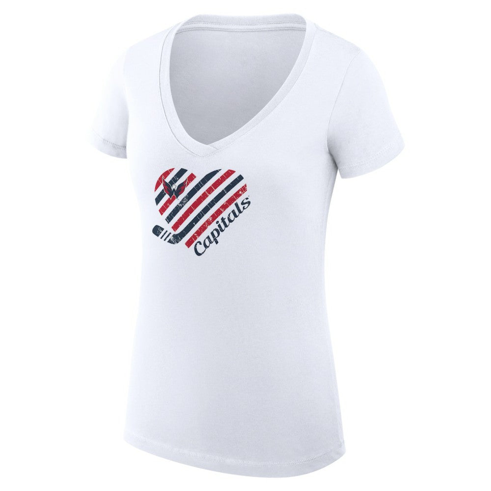NHL Washington Capitals G-III 4Her by Carl Banks Women's Super-Slim Fit Lightweight Heart V-Neck T-Shirt - White