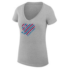 NHL Colorado Avalanche G-III 4Her by Carl Banks Women's Super-Slim Fit Lightweight Heart V-Neck T-Shirt - Heather Gray