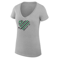 NHL Dallas Stars G-III 4Her by Carl Banks Women's Super-Slim Fit Lightweight Heart V-Neck T-Shirt - Heather Gray