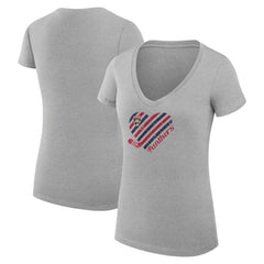 NHL Florida Panthers G-III 4Her by Carl Banks Women's Super-Slim Fit Lightweight Heart V-Neck T-Shirt - Heather Gray