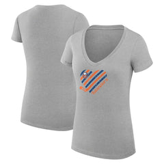 NHL New York Islanders G-III 4Her by Carl Banks Women's Super-Slim Fit Lightweight Heart V-Neck T-Shirt - Heather Gray