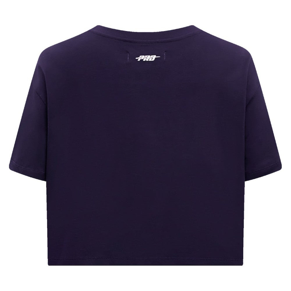 Atlanta Braves Pro Standard Women's Painted Sky Boxy Cropped T-Shirt - Navy T-shirts