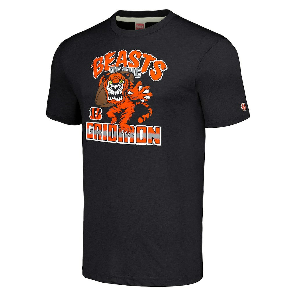 Cincinnati Bengals Homage Unisex Monsters of the Gridiron Halloween Tri-Blend T-Shirt Charcoal