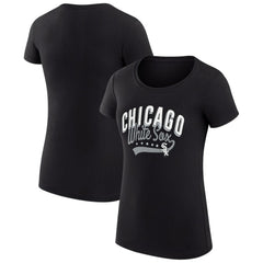 Chicago White Sox G-III 4Her by Carl Banks Women's Super-Slim Fit Lightweight Filigree Team T-Shirt - Black T-shirts