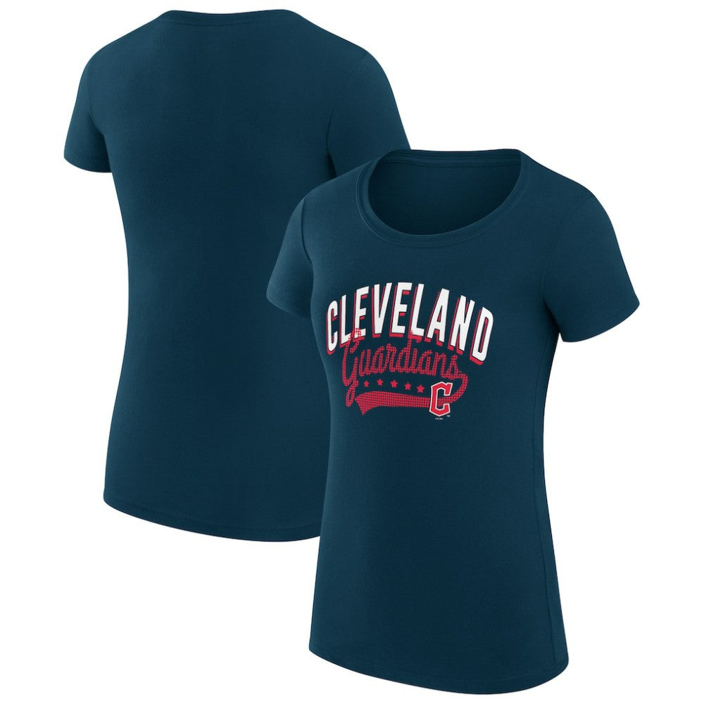 Cleveland Guardians G-III 4Her by Carl Banks Women's Super-Slim Fit Lightweight Filigree Team T-Shirt - Navy T-shirts
