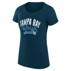 Tampa Bay Rays G-III 4Her by Carl Banks Women's Super-Slim Fit Lightweight Filigree Team T-Shirt - Navy T-shirts