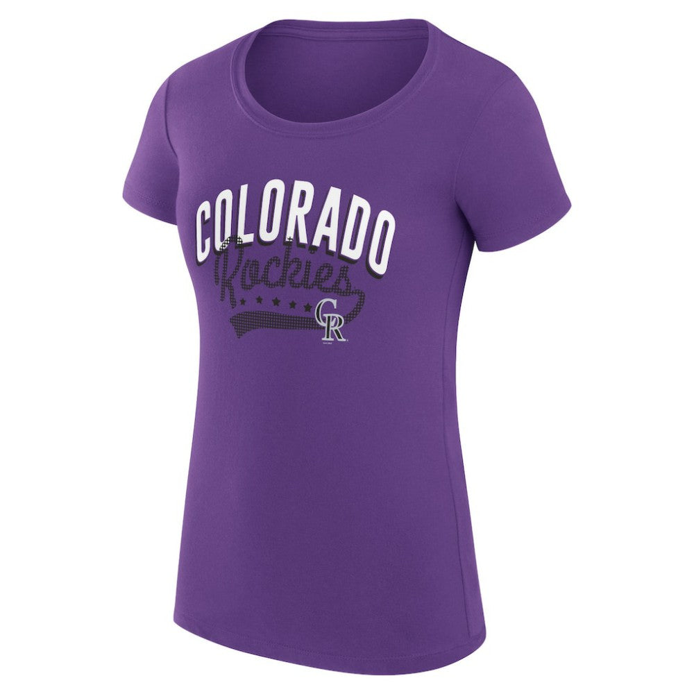 Colorado Rockies G-III 4Her by Carl Banks Women's Super-Slim Fit Lightweight Filigree Team T-Shirt - Purple T-shirts