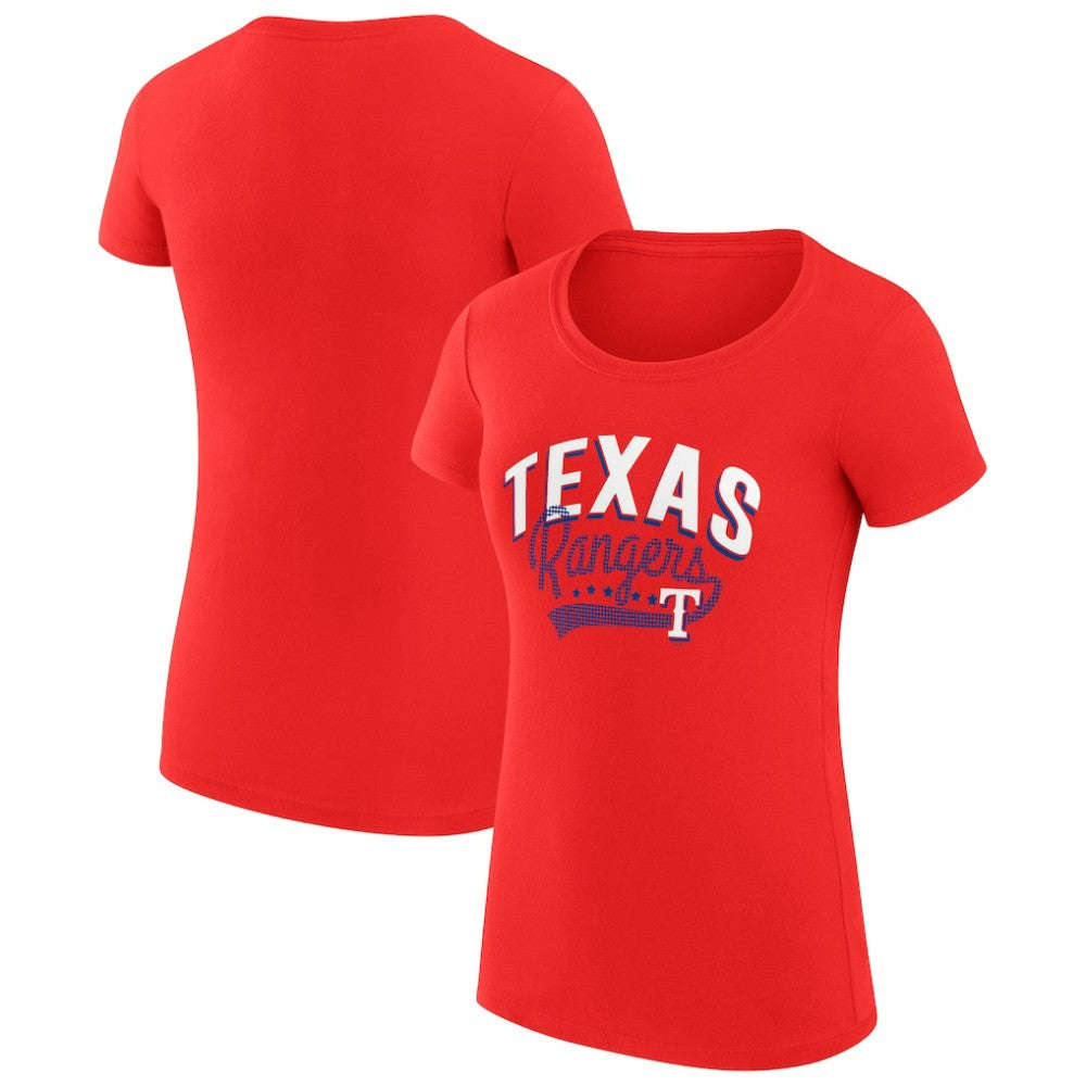Texas Rangers G-III 4Her by Carl Banks Women's Super-Slim Fit Lightweight Filigree Team T-Shirt - Red T-shirts