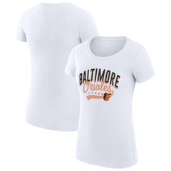 Baltimore Orioles G-III 4Her by Carl Banks Women's Super-Slim Fit Lightweight Filigree Team T-Shirt - White T-shirts