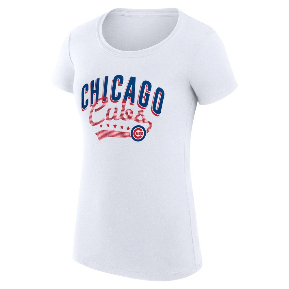 Chicago Cubs G-III 4Her by Carl Banks Women's Super-Slim Fit Lightweight Filigree Team T-Shirt - White T-shirts
