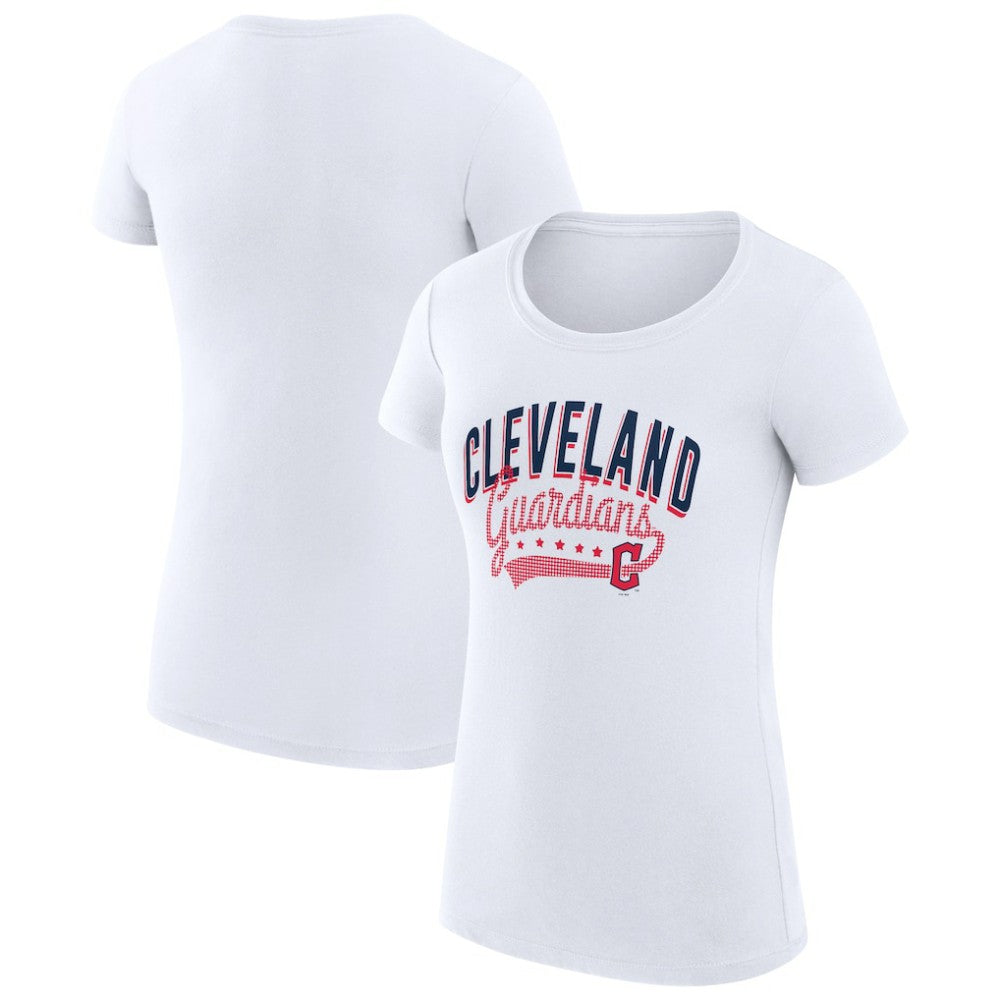Cleveland Guardians G-III 4Her by Carl Banks Women's Super-Slim Fit Lightweight Filigree Team T-Shirt - White T-shirts