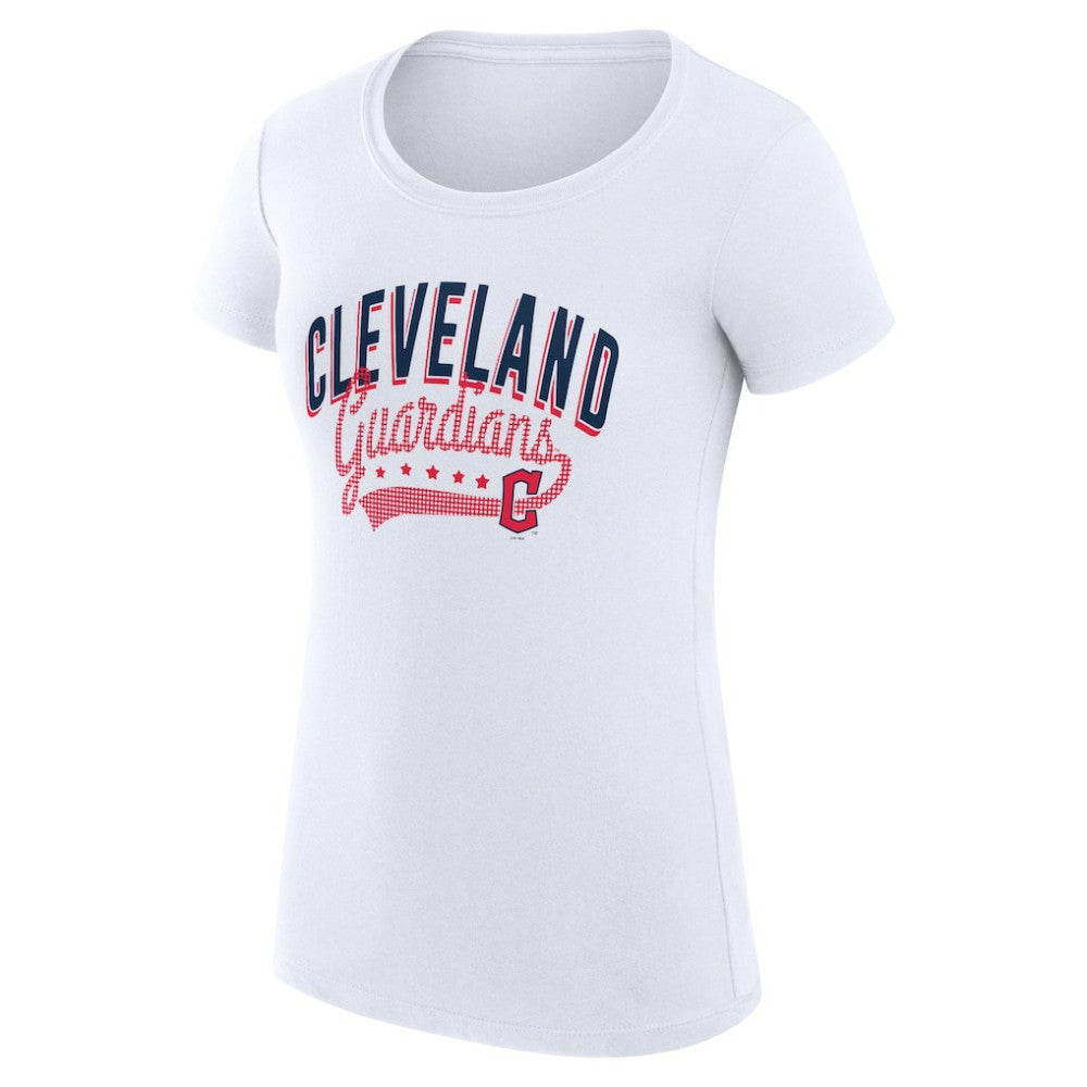 Cleveland Guardians G-III 4Her by Carl Banks Women's Super-Slim Fit Lightweight Filigree Team T-Shirt - White T-shirts