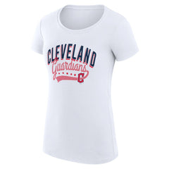 Cleveland Guardians G-III 4Her by Carl Banks Women's Super-Slim Fit Lightweight Filigree Team T-Shirt - White T-shirts