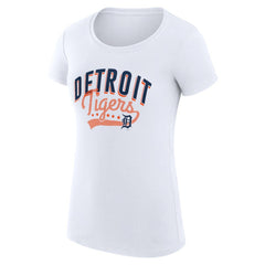 Detroit Tigers G-III 4Her by Carl Banks Women's Super-Slim Fit Lightweight Filigree Team T-Shirt - White T-shirts