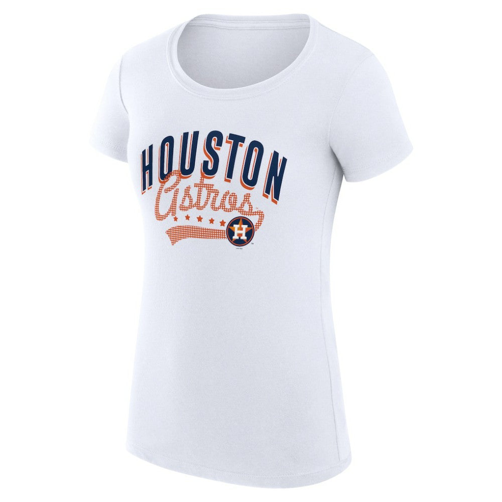 Houston Astros G-III 4Her by Carl Banks Women's Super-Slim Fit Lightweight Filigree Team T-Shirt - White T-shirts