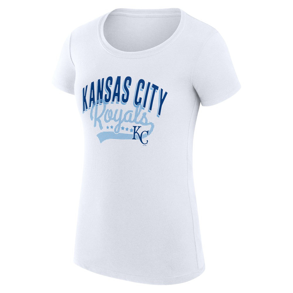 Kansas City Royals G-III 4Her by Carl Banks Women's Super-Slim Fit Lightweight Filigree Team T-Shirt - White T-shirts