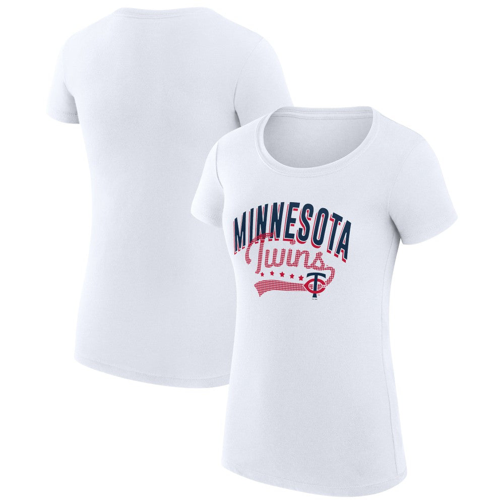 Minnesota Twins G-III 4Her by Carl Banks Women's Super-Slim Fit Lightweight Filigree Team T-Shirt - White T-shirts