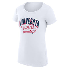 Minnesota Twins G-III 4Her by Carl Banks Women's Super-Slim Fit Lightweight Filigree Team T-Shirt - White T-shirts