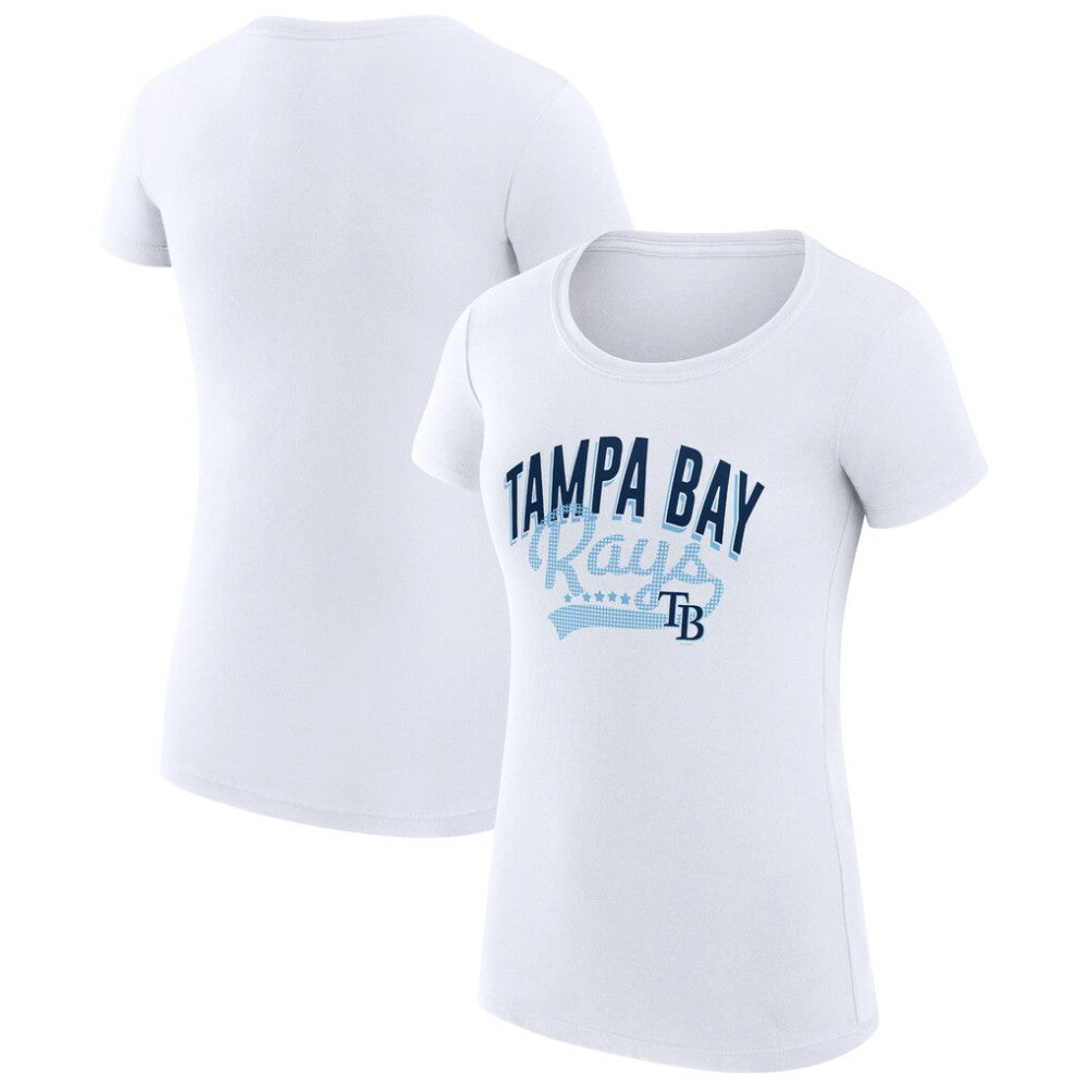 Tampa Bay Rays G-III 4Her by Carl Banks Women's Super-Slim Fit Lightweight Filigree Team T-Shirt - White T-shirts