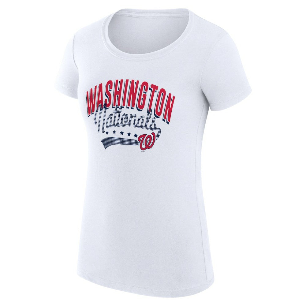 Washington Nationals G-III 4Her by Carl Banks Women's Super-Slim Fit Lightweight Filigree Team T-Shirt - White T-shirts