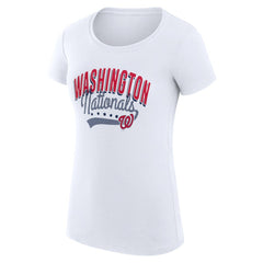 Washington Nationals G-III 4Her by Carl Banks Women's Super-Slim Fit Lightweight Filigree Team T-Shirt - White T-shirts