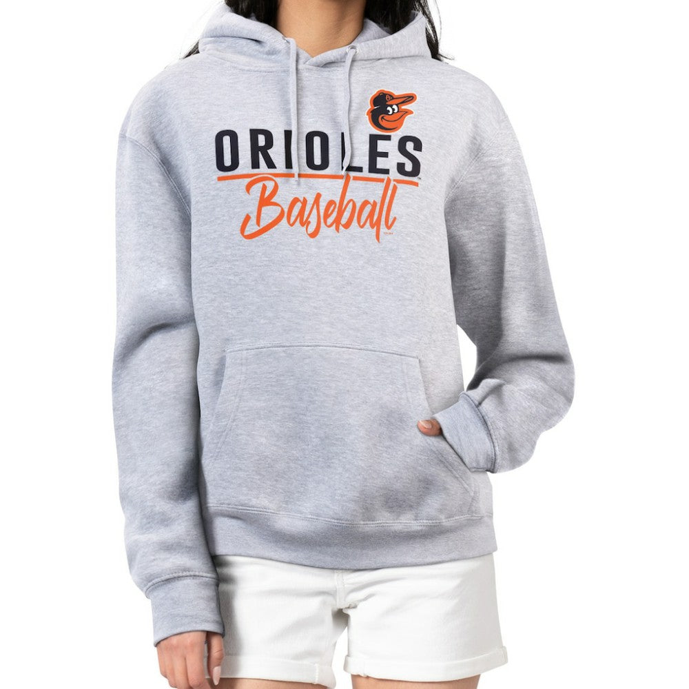 Baltimore Orioles G-III 4Her by Carl Banks Women's Team Fleece Pullover Hoodie - Heather Gray Hoodies