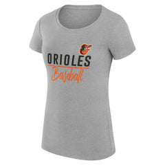 Baltimore Orioles G-III 4Her by Carl Banks Women's Super-Slim Fit Lightweight Team Graphic T-Shirt - Heather Gray T-shirts