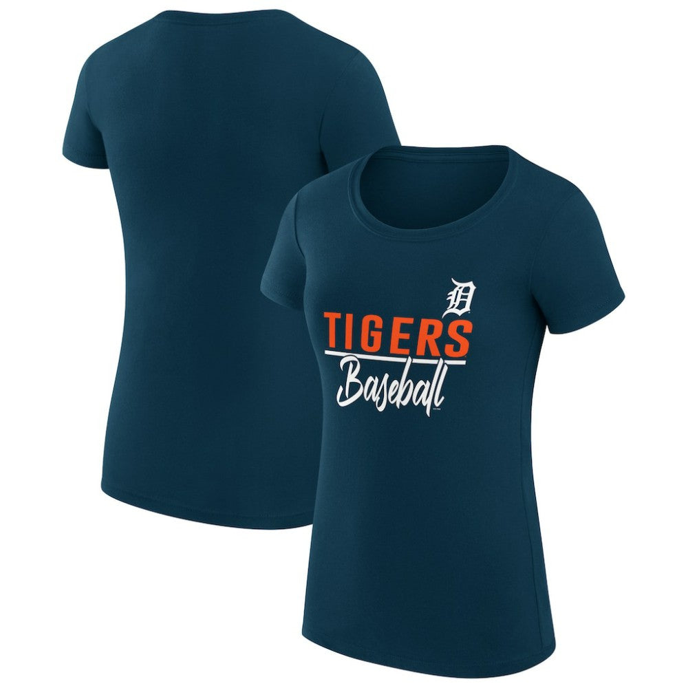 Detroit Tigers G-III 4Her by Carl Banks Women's Super-Slim Fit Lightweight Team Graphic T-Shirt - Navy T-shirts