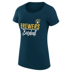 Milwaukee Brewers G-III 4Her by Carl Banks Women's Super-Slim Fit Lightweight Team Graphic T-Shirt - Navy T-shirts