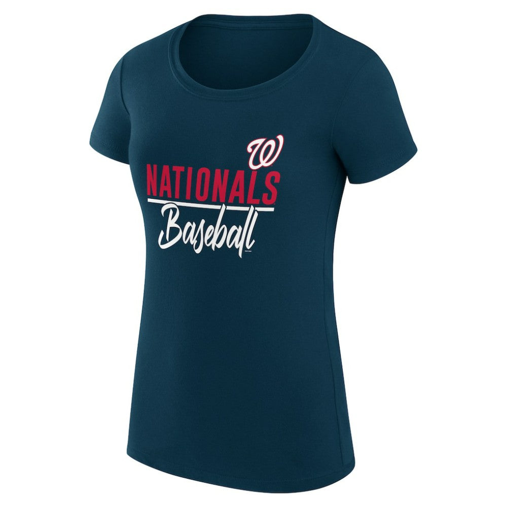 Washington Nationals G-III 4Her by Carl Banks Women's Super-Slim Fit Lightweight Team Graphic T-Shirt - Navy T-shirts