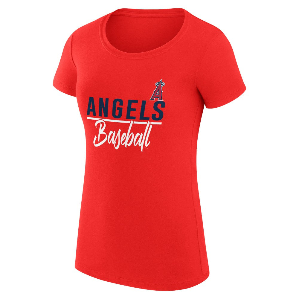 Los Angeles Angels G-III 4Her by Carl Banks Women's Super-Slim Fit Lightweight Team Graphic T-Shirt - Red T-shirts