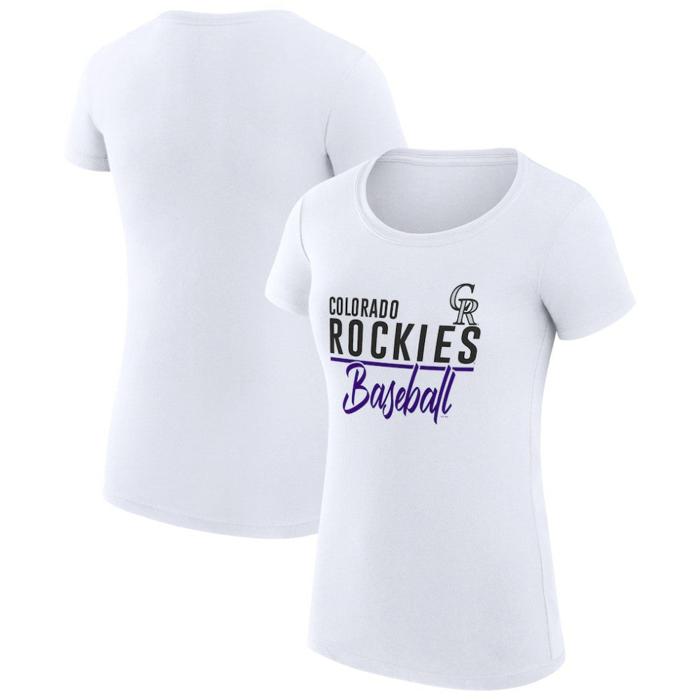 Colorado Rockies G-III 4Her by Carl Banks Women's Super-Slim Fit Lightweight Team Graphic T-Shirt - White T-shirts