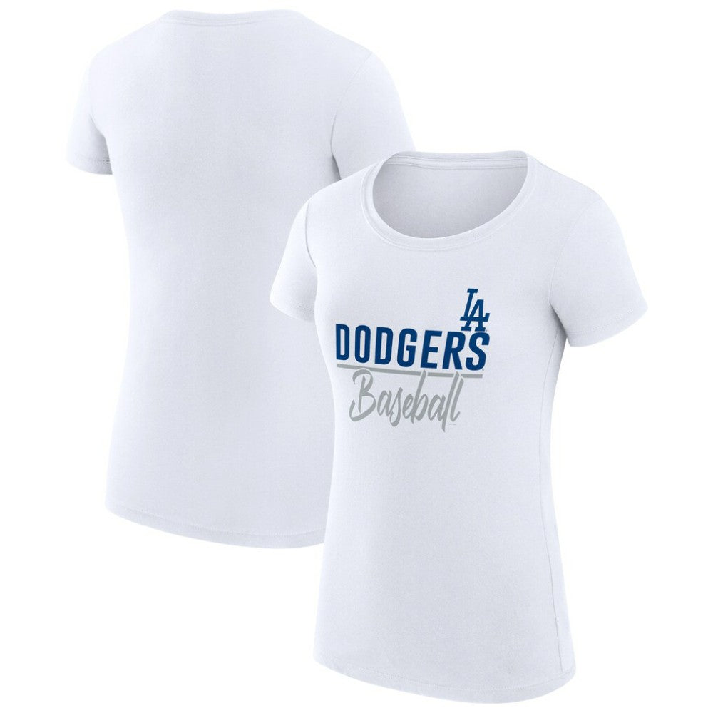 Los Angeles Dodgers G-III 4Her by Carl Banks Women's Super-Slim Fit Lightweight Team Graphic T-Shirt - White T-shirts