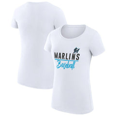 Miami Marlins G-III 4Her by Carl Banks Women's Super-Slim Fit Lightweight Team Graphic T-Shirt - White T-shirts