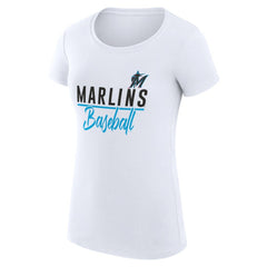 Miami Marlins G-III 4Her by Carl Banks Women's Super-Slim Fit Lightweight Team Graphic T-Shirt - White T-shirts