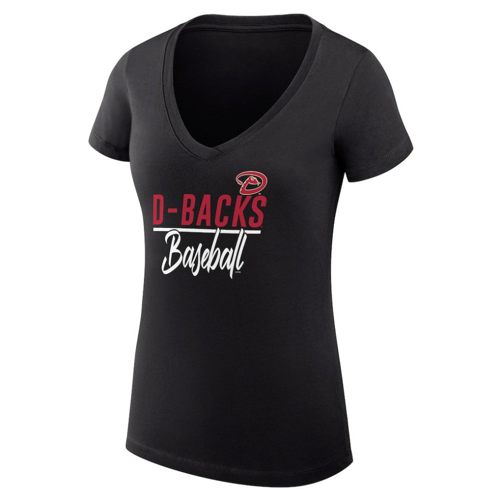 Arizona Diamondbacks G-III 4Her by Carl Banks Women's Super-Slim Fit Lightweight Team Graphic V-Neck T-Shirt - Black T-shirts