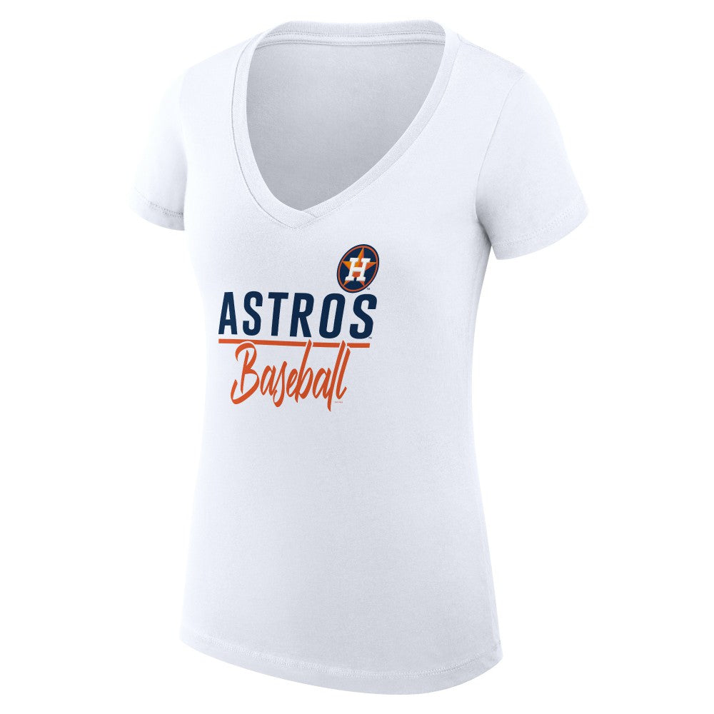 Houston Astros G-III 4Her by Carl Banks Women's Super-Slim Fit Lightweight Team Graphic V-Neck T-Shirt - White T-shirts