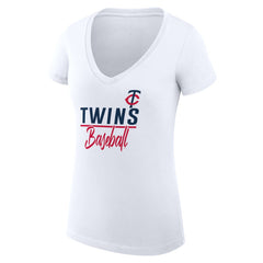 Minnesota Twins G-III 4Her by Carl Banks Women's Super-Slim Fit Lightweight Team Graphic V-Neck T-Shirt - White T-shirts